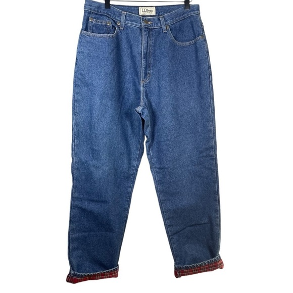L.L. Bean Women’s Original Fit Relaxed Flannel Lined Jeans - Picture 1 of 4